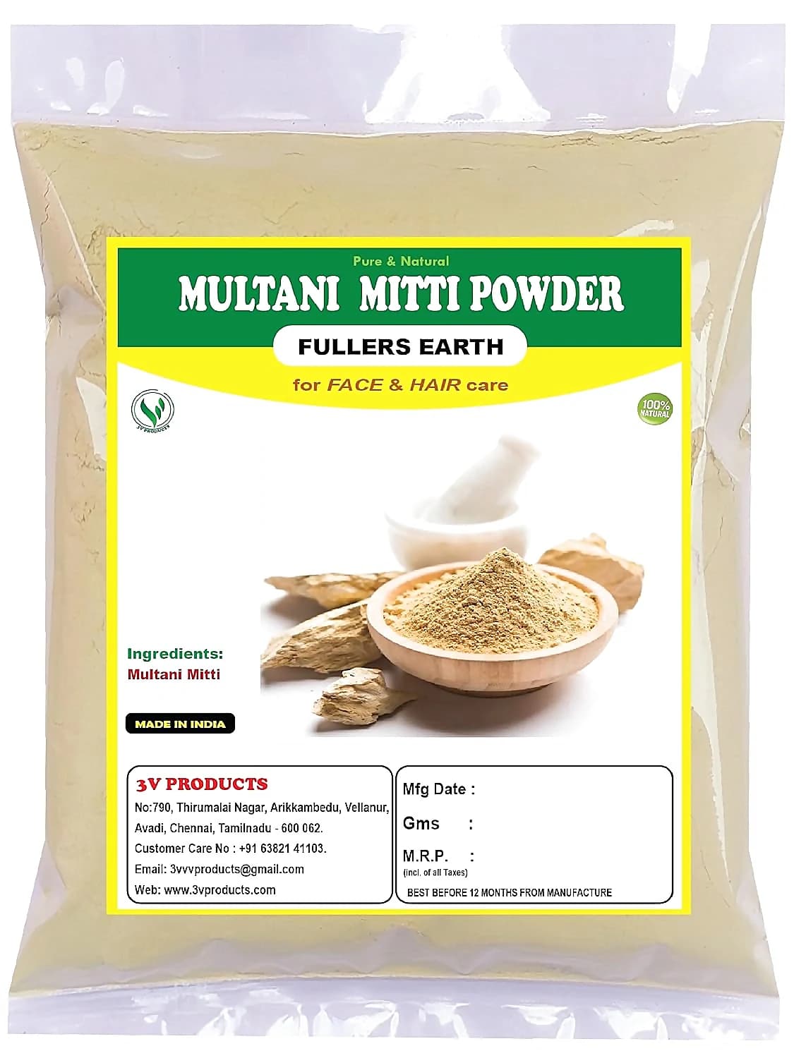 3V Products Multani Mitti Powder