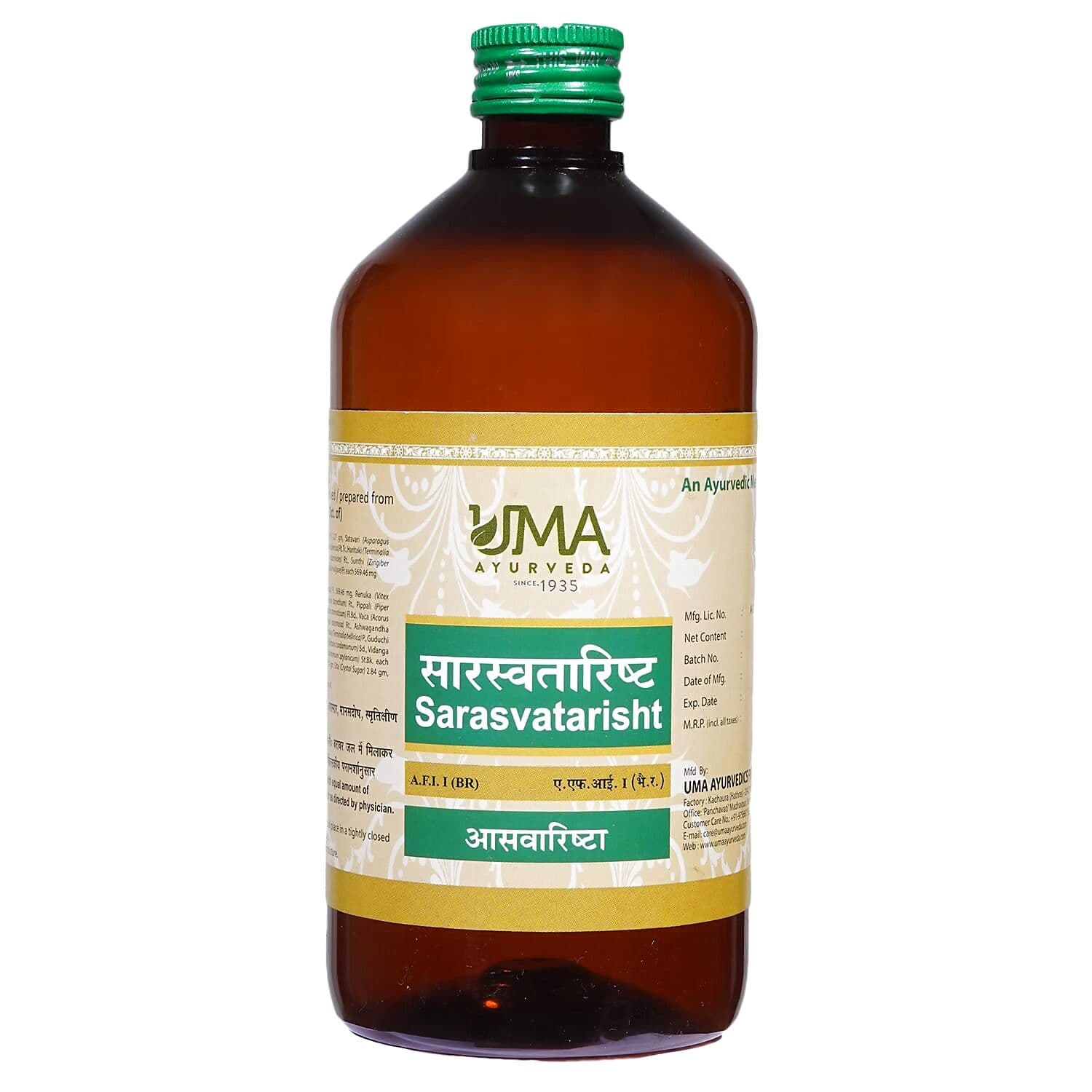 Uma Ayurveda Sarasvatarishta Syrup