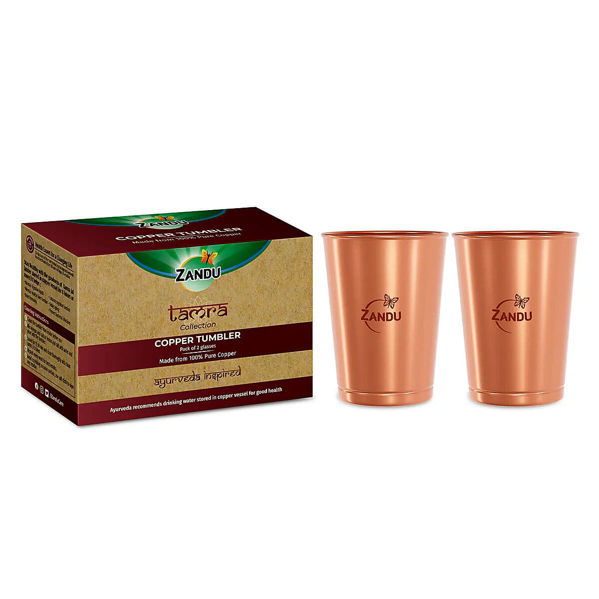 Zandu Pure Copper Tumbler 