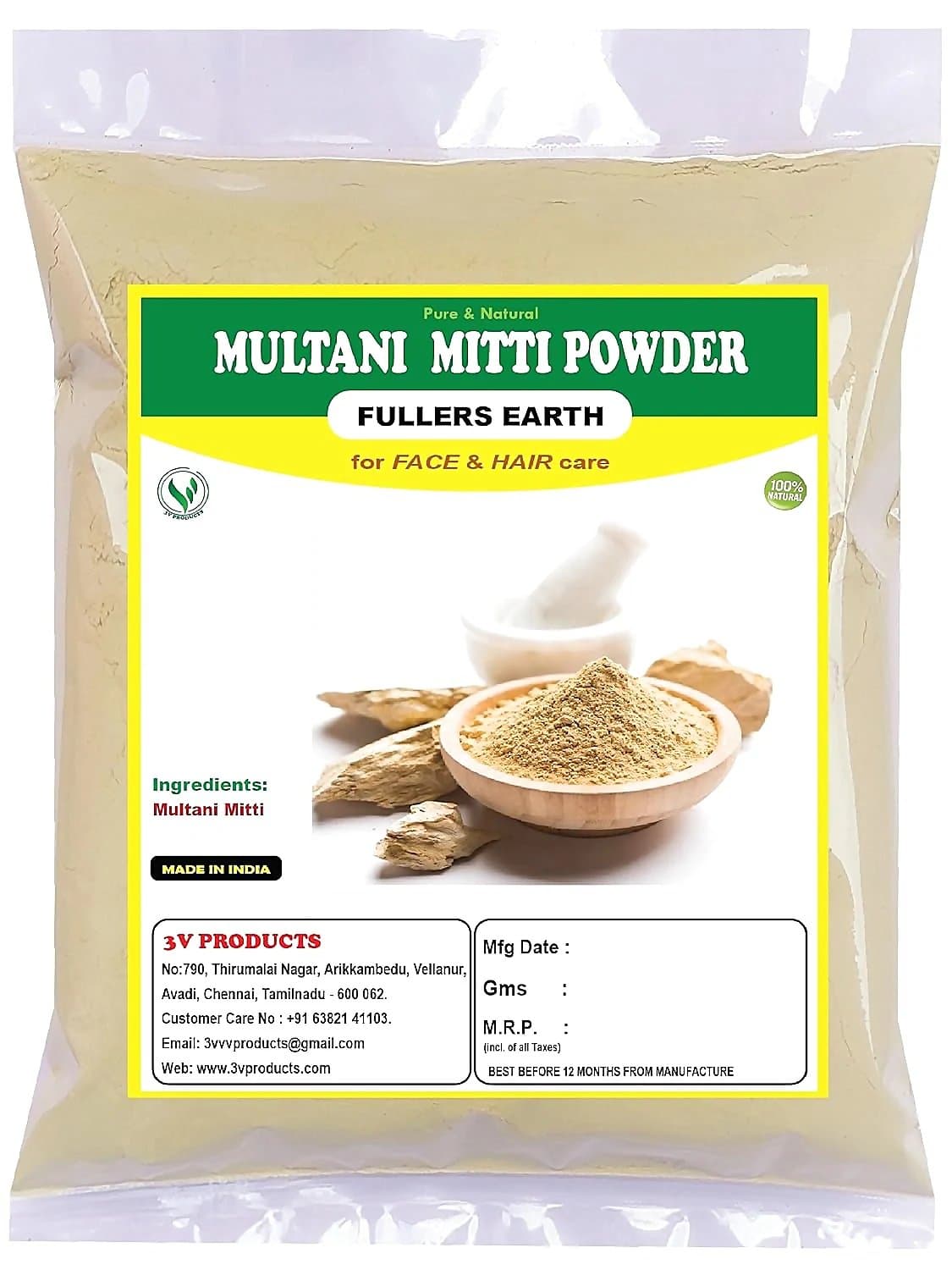 3V Products Multani Mitti Powder