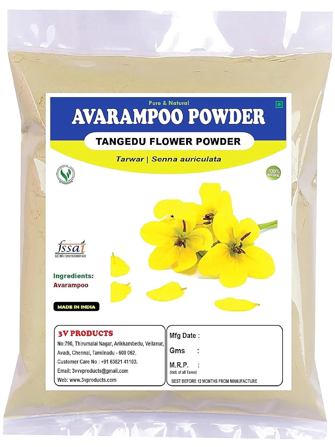 3V Products Natural Avarampoo Powder