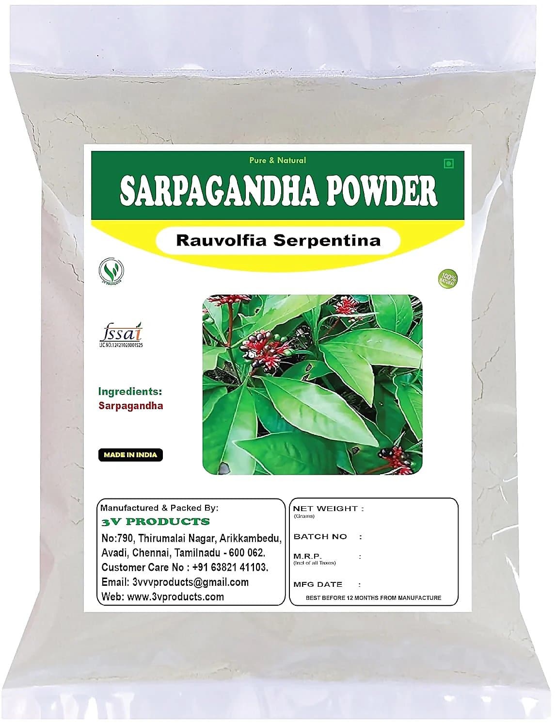 3V Products Sarpagandha Powder