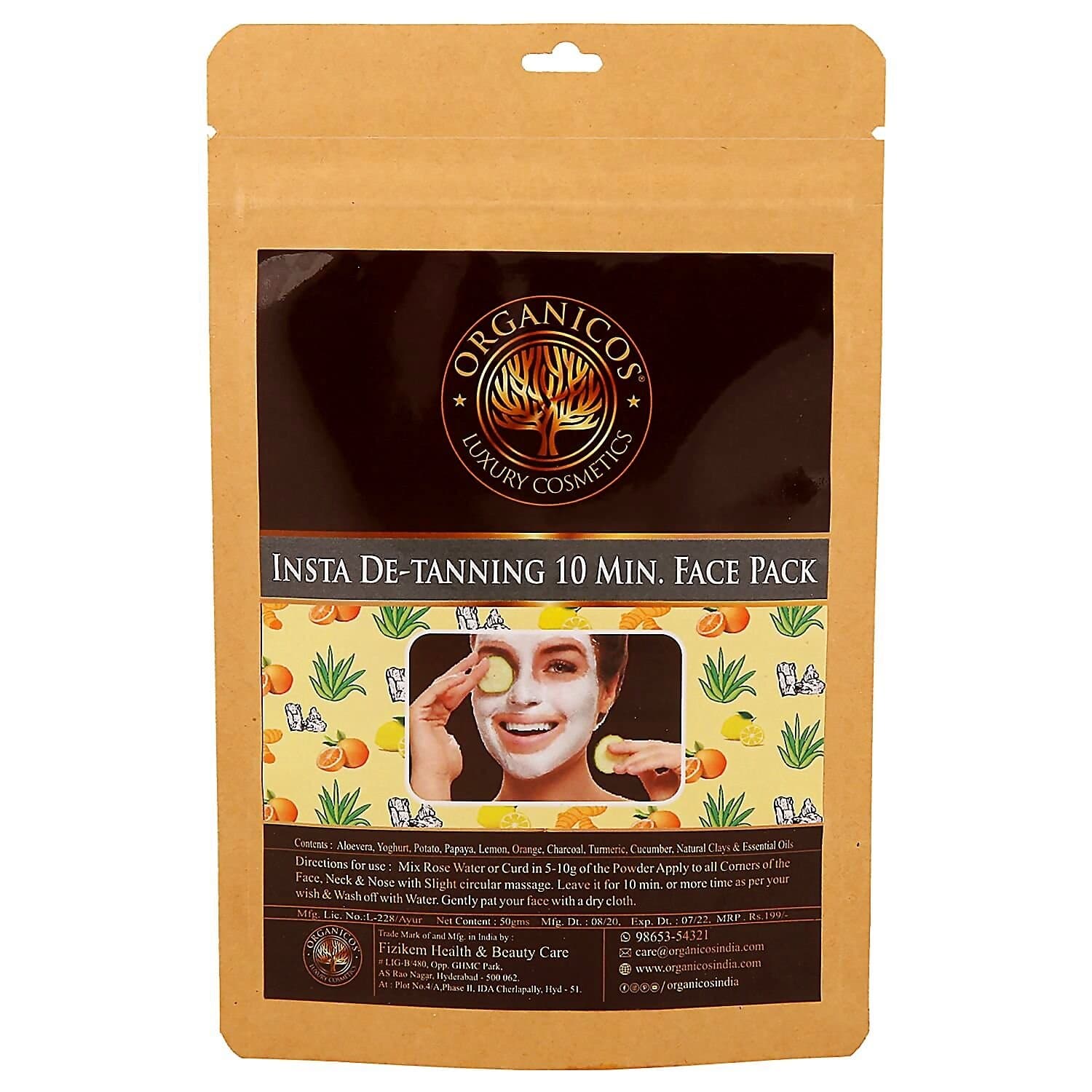 Organicos Insta 10 Min Detan Face Pack