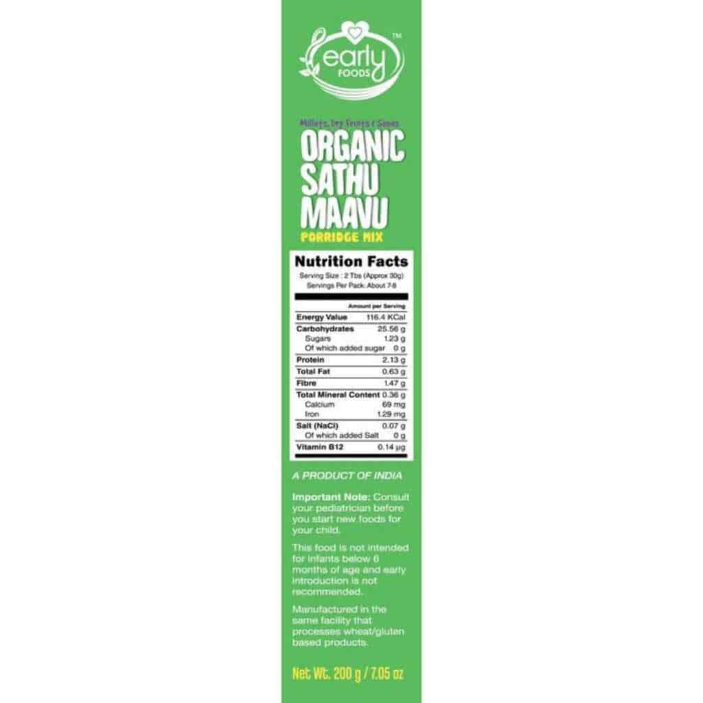 Early Foods Organic Sattu Maavu Multi-Grain Millets Porridge Mix