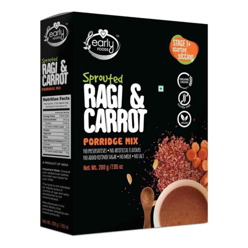Early Foods Sprouted Ragi And Carrot Porridge Mix
