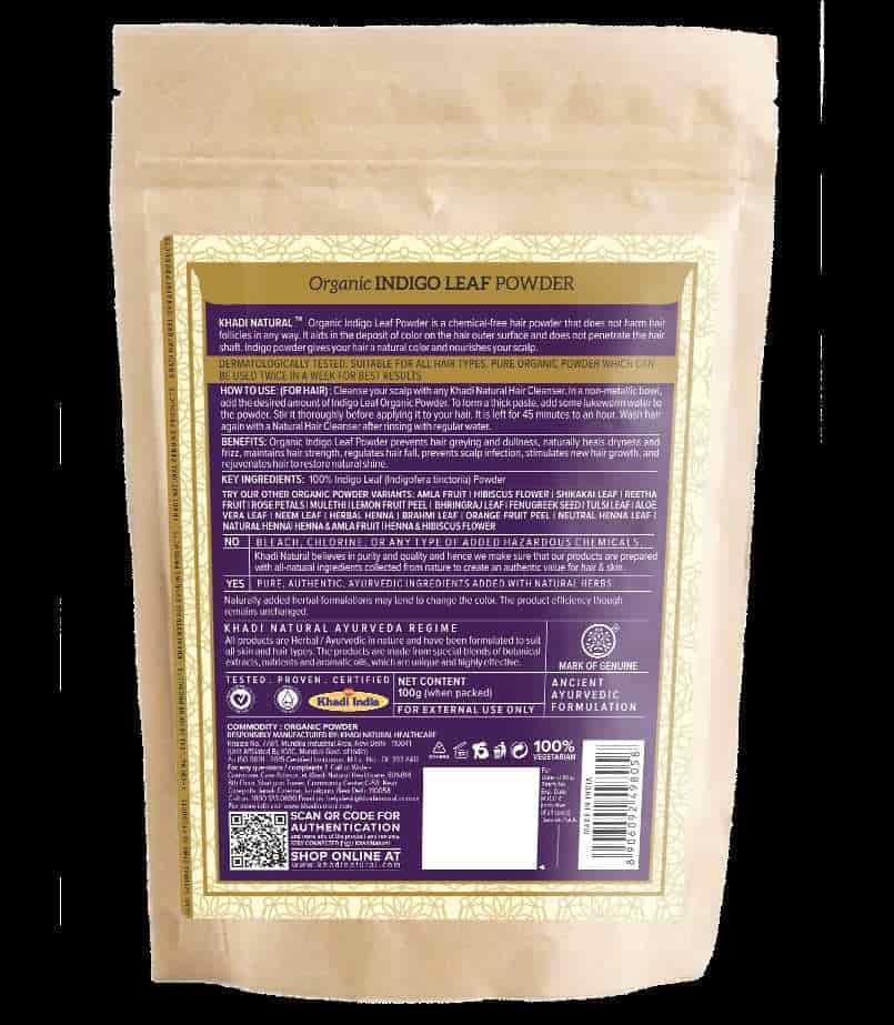 Buy Khadi Natural Organic Indigo Leaf Powder 100% Natural United States of  America US @ low price. MyUniqueBasket