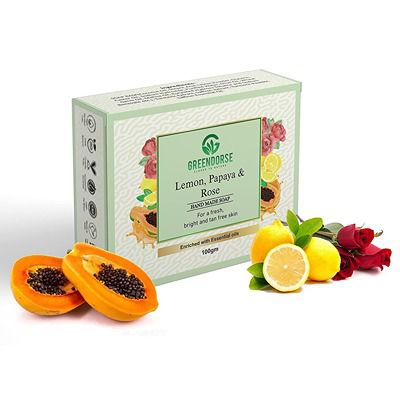 Buy Greendorse Lemon Papaya and Rose Natural Cold-pressed Handmade Soap