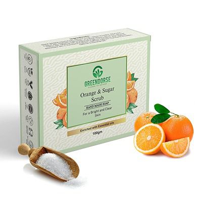 Buy Greendorse Orange and Sugar Scrub Natural Cold-pressed Handmade Soap