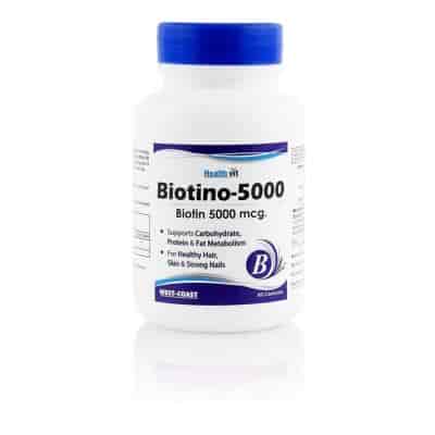 Buy HealthVit Biotin 5000mcg 60 Capsules For Hair, Skin & Nails
