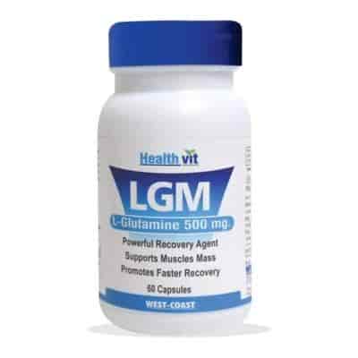 Buy Healthvit LGM L-Glutamine 500 mg For Mass Gain and Body Building