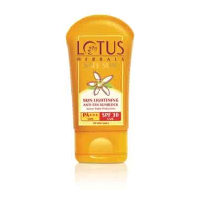 Buy Lotus Herbals Safe Sun Skin Lightening Anti Tan Sunblock PA+++ SPF 30