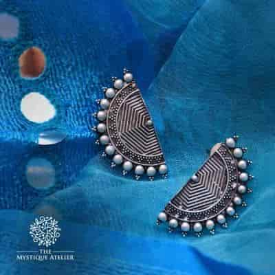 Buy Raw Essentials Oxidised Silver Tribal Studs