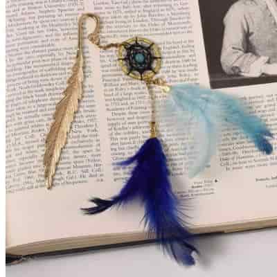 Buy Rooh Dream Catchers Blue Leaf Handmade Bookmarks for Positivity