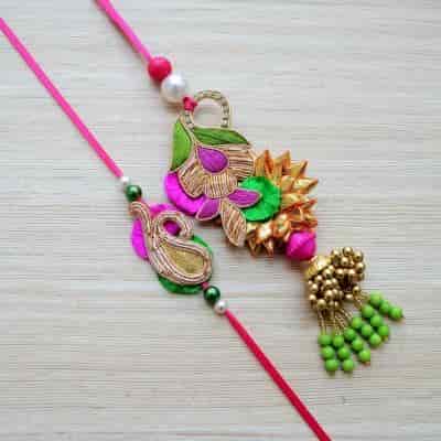 Buy Strands Bright Festive Paisley Pattern Rakhi Bracelet And Lumba For Raksha Bandhan