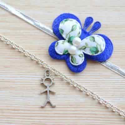 Buy Strands Butterfly Rakhi with Stick Figure Bracelet Gift Set