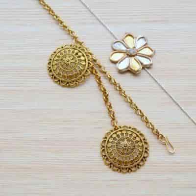 Buy Strands Gota Flower Rakhi with Mandala Lumba Bracelet Gift Set