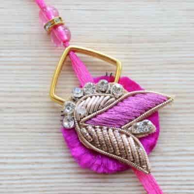 Buy Strands Handmade Ethnic Pink Rakhi