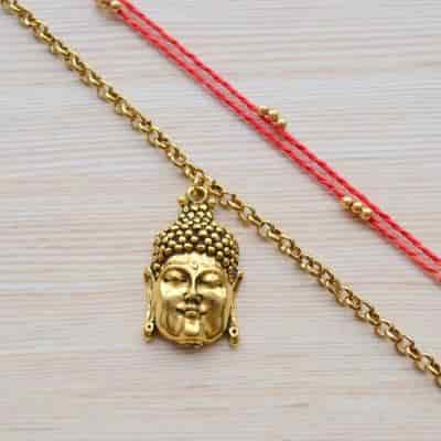 Buy Strands Sacred Mauli Rakhi with Smiling Buddha Bracelet Gift Set