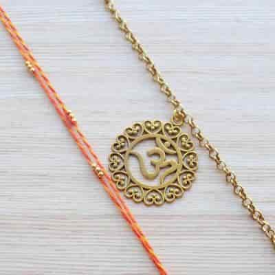 Buy Strands Sacred Mauli & Swastik Bracelet Gift Rakhi Set
