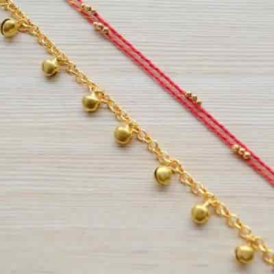 Buy Strands Sacred Mauli with Gold Infinity Ghungroo Bracelet Gift Set