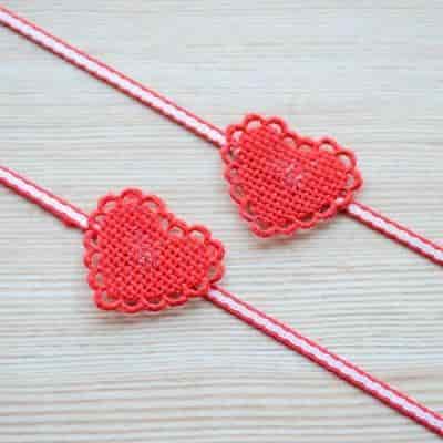 Buy Strands Simple Lace Red Heart Rakhi for Raksha Bandhan