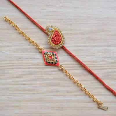 Buy Strands Traditional Paisley Rakhi with Bracelet Gift Set