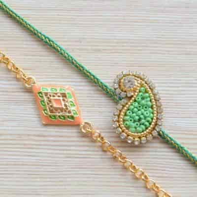 Buy Strands Traditional Paisley Rakhi with Enamelled Bracelet Gift Set