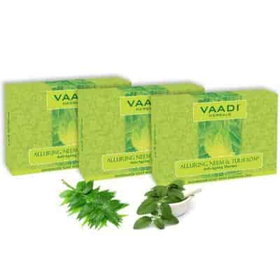 Buy Vaadi Herbals Alluring Neem -Tulsi Soap with Vitamin E and Tea Tree Oil