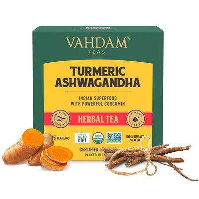 Buy Vahdam Turmeric Ashwagandha Herbal Tea Tisane