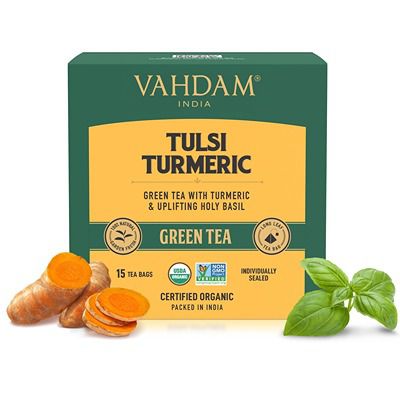 Buy Vahdam Tulsi Turmeric Green Tea 