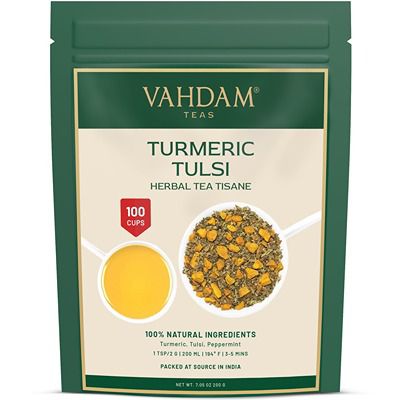Buy Vahdam Turmeric Tulsi Herbal Tea Tisane