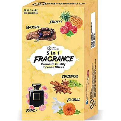 Buy Parag Fragrances 5 in 1 Woody Floral Oriental Fancy Fruity Fragrance Incense Sticks
