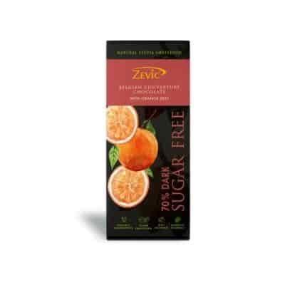 Buy Zevic 70% Belgian Dark Stevia Orange Zest Chocolate No added sugar