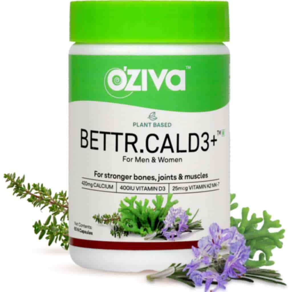 Oziva Bettr Cald3+ With Plant Based Calcium Vitamin D3 And Vitamin K2 For Stronger Bones Joints & Muscles Better Absorption Than Synthetic