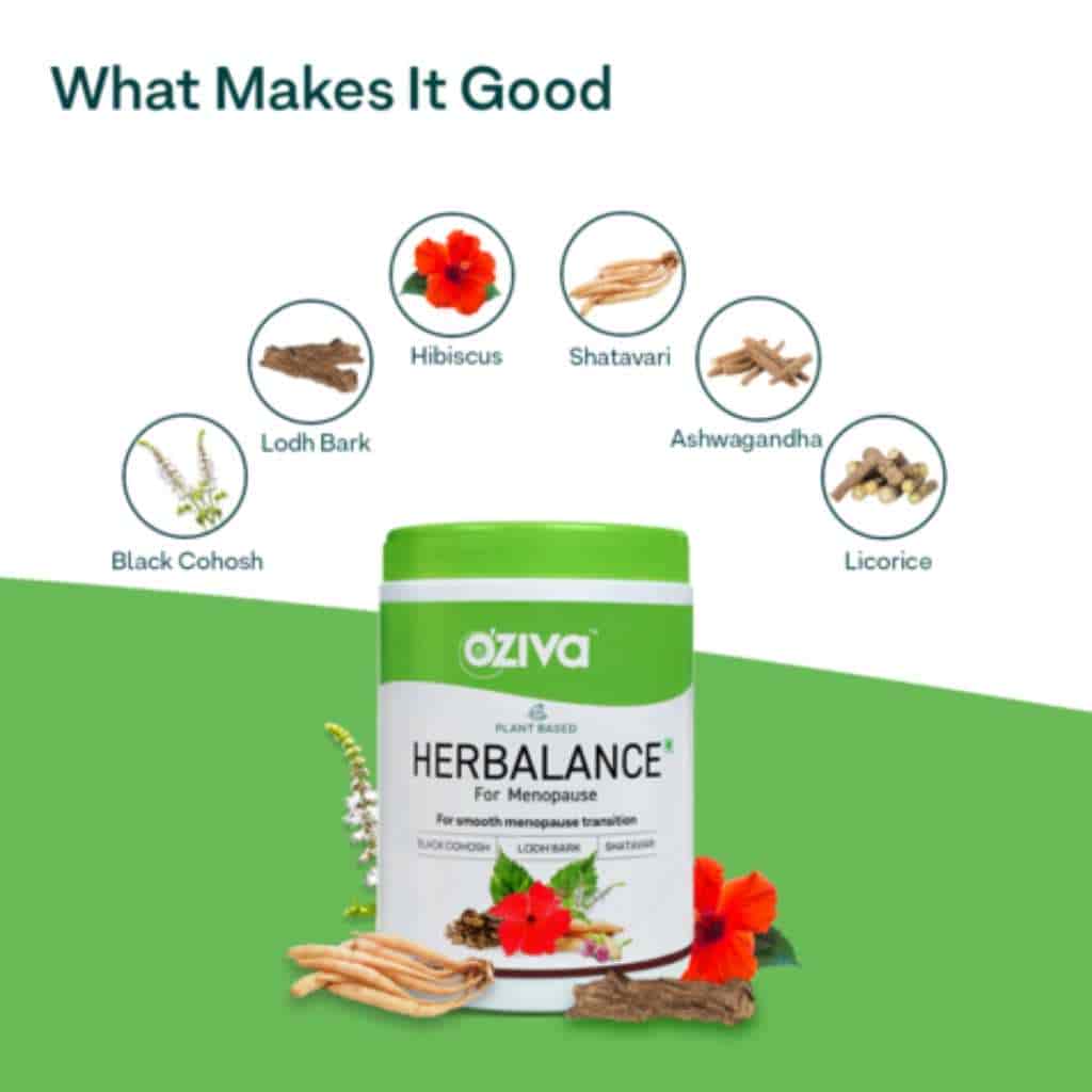 Oziva Plant Based Herbalance For Menopause Support With Black Cohosh Lodh Bark Licorice Hibiscus & More