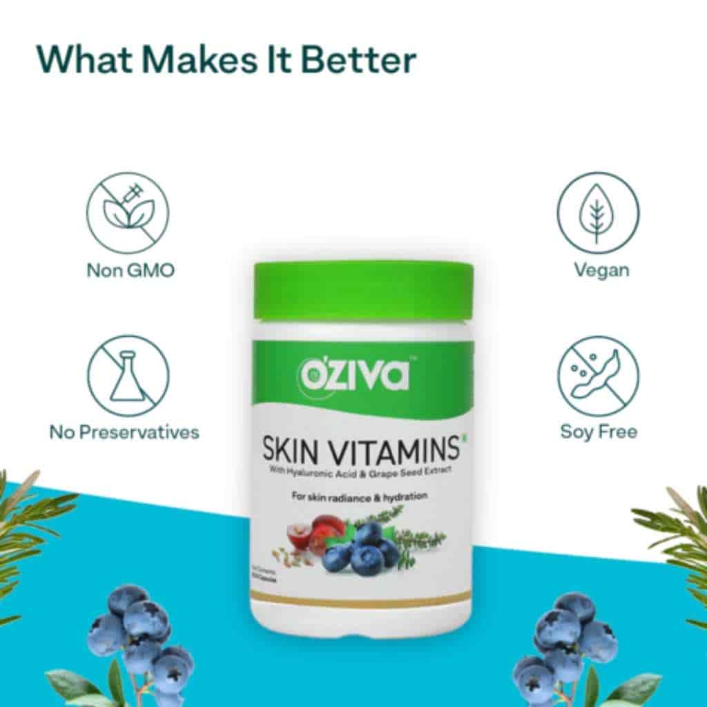 Oziva Skin Vitamins With Hyaluronic Acid And Grape Seed Extract