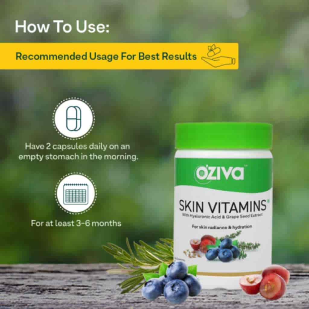 Oziva Skin Vitamins With Hyaluronic Acid And Grape Seed Extract