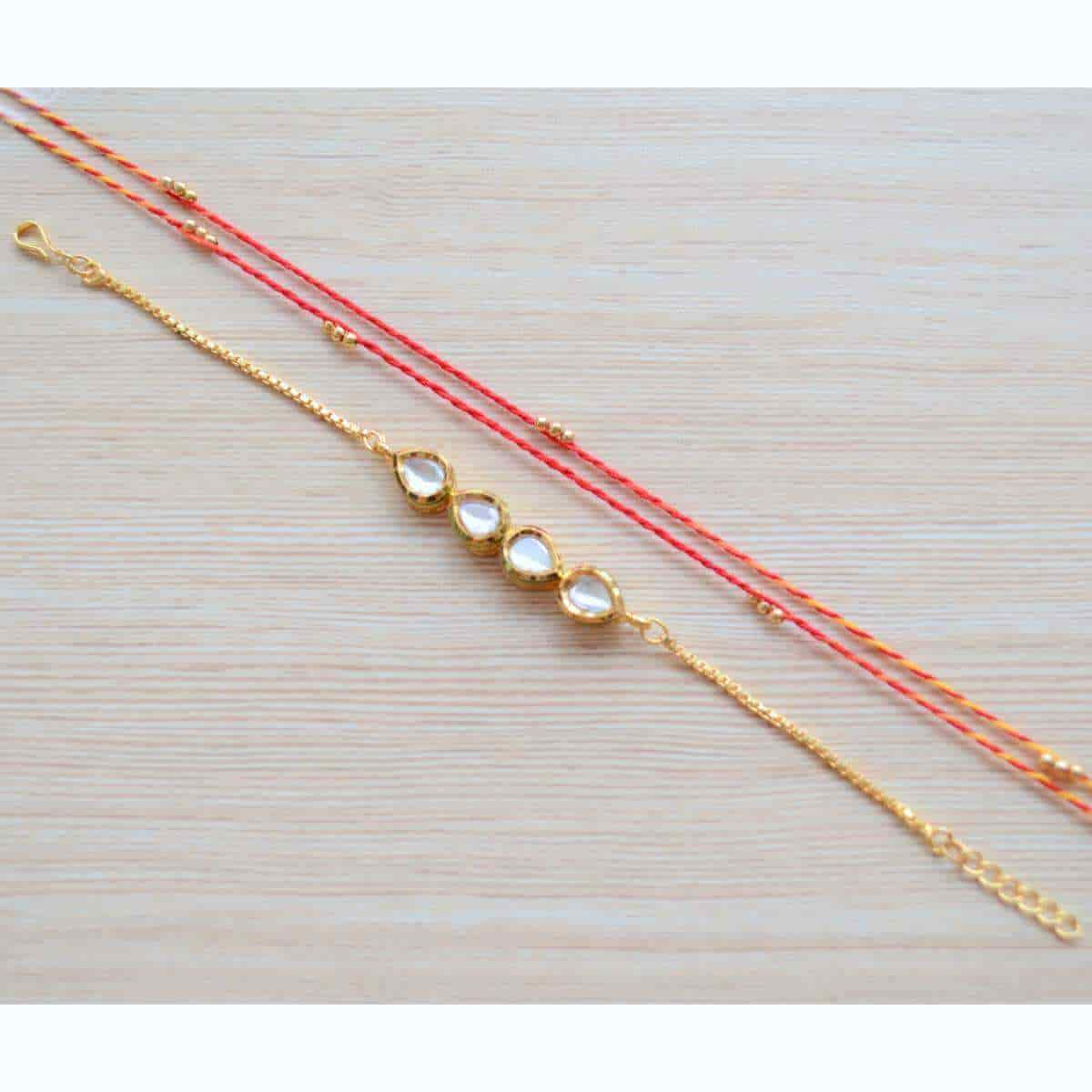 Buy Mansiyaorange Kundan Stone Mauli Cotton Thread Work RakhiRakhdiiHand  Bracelet For Man Boys Online at Best Prices in India  JioMart