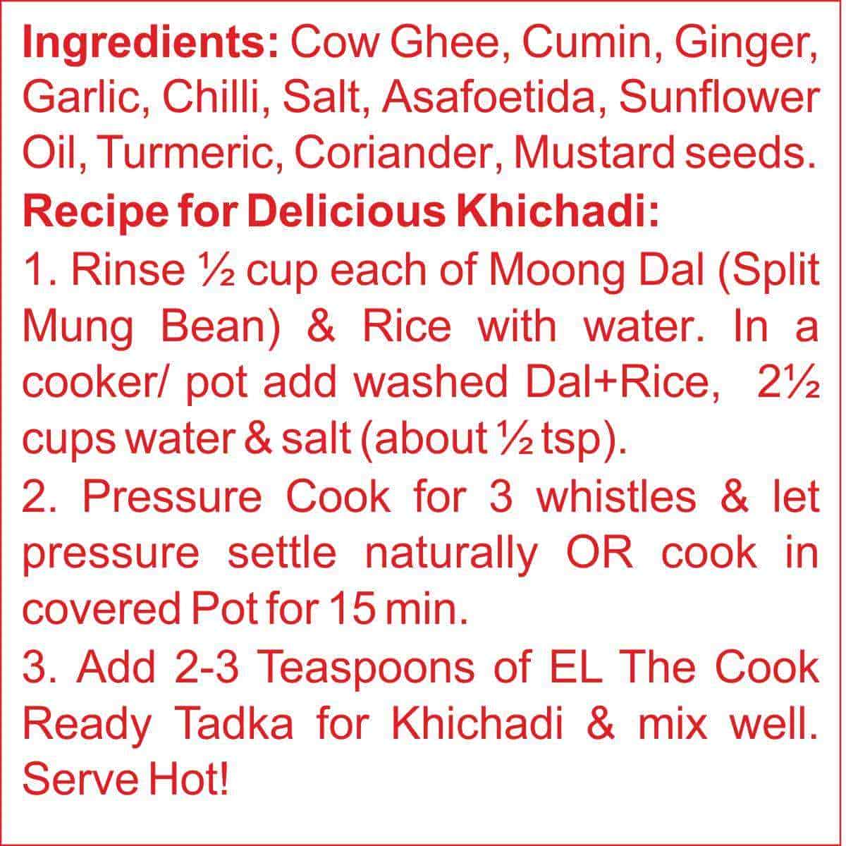 The Gourmet Jar Instant Tadka For Khichadi Just add over boiled Khichadi 180g Jar
