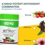 Oziva Bettr C+ Plant Based Vitamin C With Zinc Rosehip Bioflavonoids For Advanced Immunity Better Absorption Than Synthetic Vitamin C