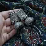 Raw Essentials Oxidised Silver Jhumkis