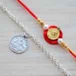 Strands Coin Rakhi with Bracelet Gift Set for Bhaiya