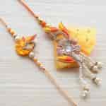 Strands Eclectic Hand Embroidered Flower Lumba Rakhi with Tikka