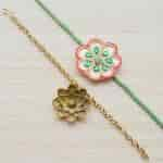 Strands Floral Rakhi with Large Layered Flower Bracelet Gift Set