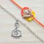 Strands Flower Rakhi with Musical Note Silver Plated Bracelet