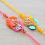 Buy Strands Gift Set of 2 Traditional Kundan Bright Rakhis for Brother