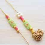 Strands Green Kundan Stone Pearls and Beads Lumba and Rakhi