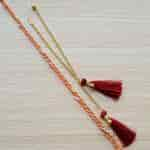 Strands Red Tassel Ghungroo Jewelry Rakhi Bracelet Lumba with Mauli Rakhi for Brother and Bhabhi Or Sister