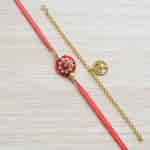 Strands Set of 2 Rakhis Gold Plated Tree of Life Bracelet and Red Silk Rakhi