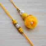 Strands Simple Beaded Thread Rakhi With Lumba Yellow